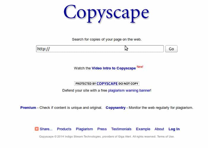 Copyscape موقع البحث عن المحتوى المنسوخ