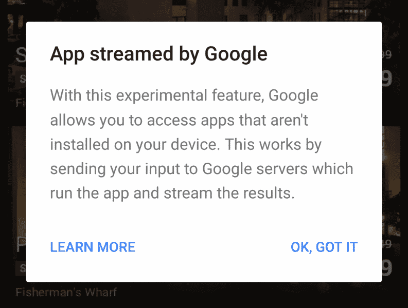 google app stream notice