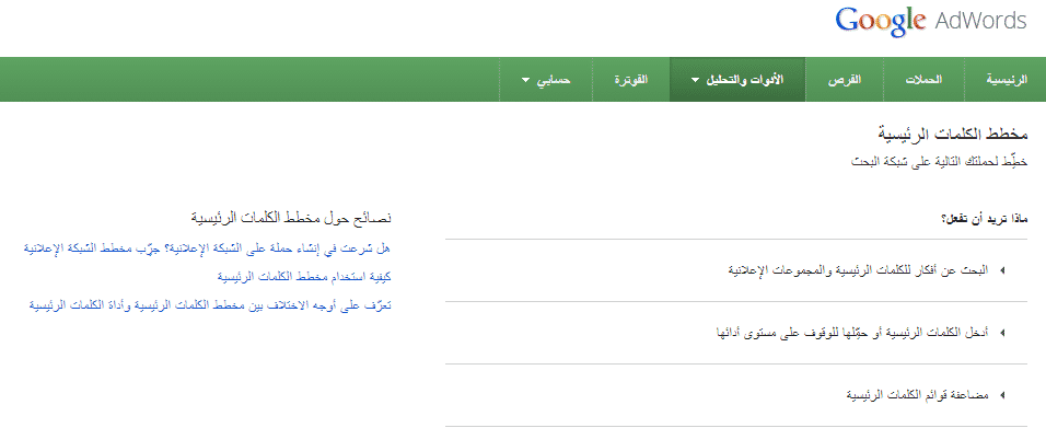 مخطط الكلمات الرئيسية